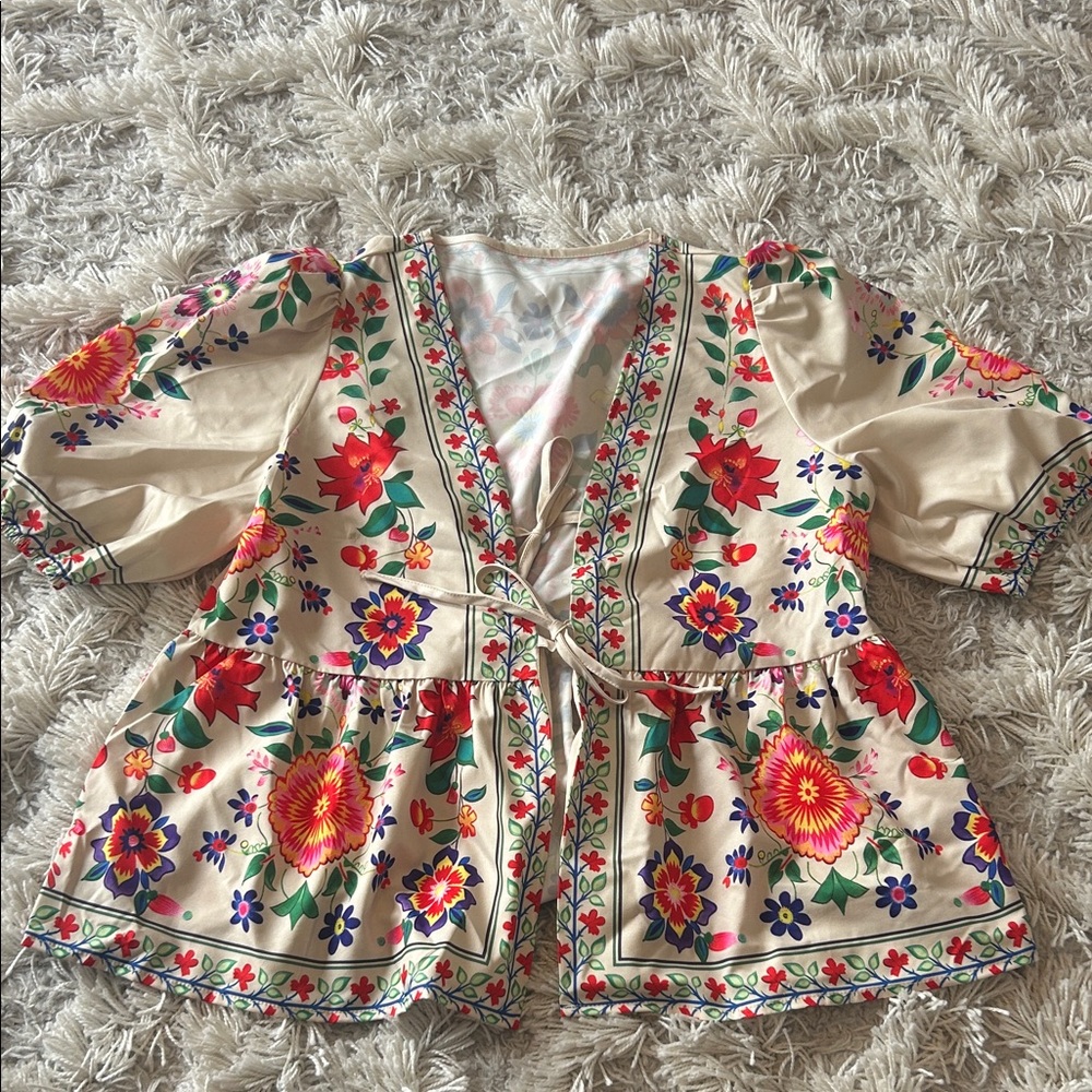 Floral Tie-Front Top - BNWOT